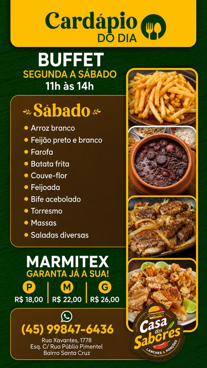Cardápio de Sábado