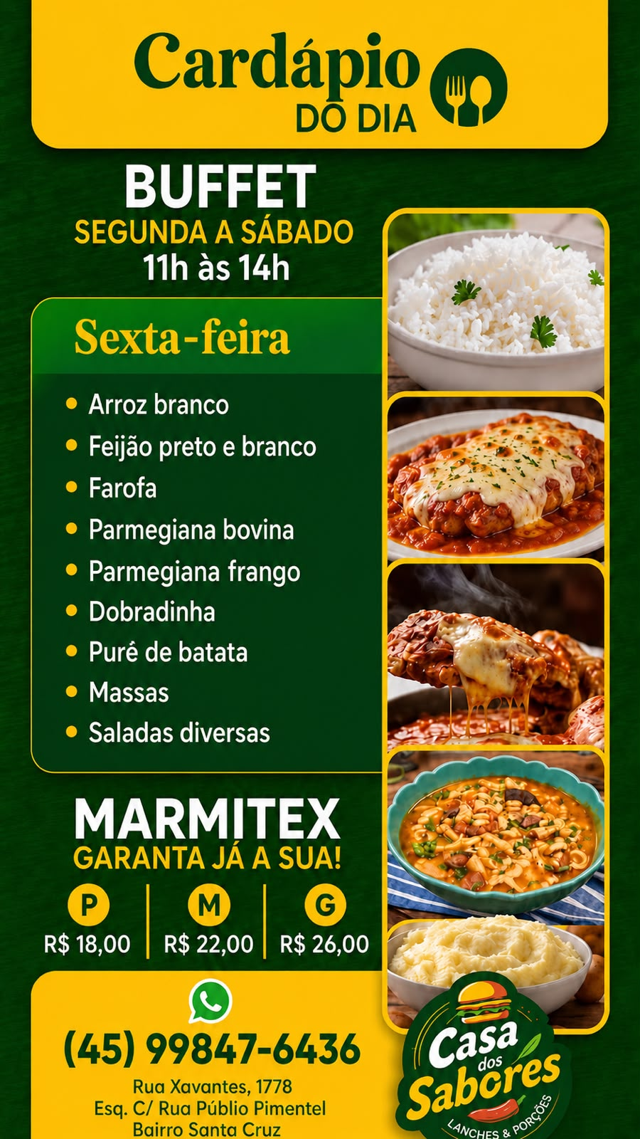 Cardápio de Sexta-feira
