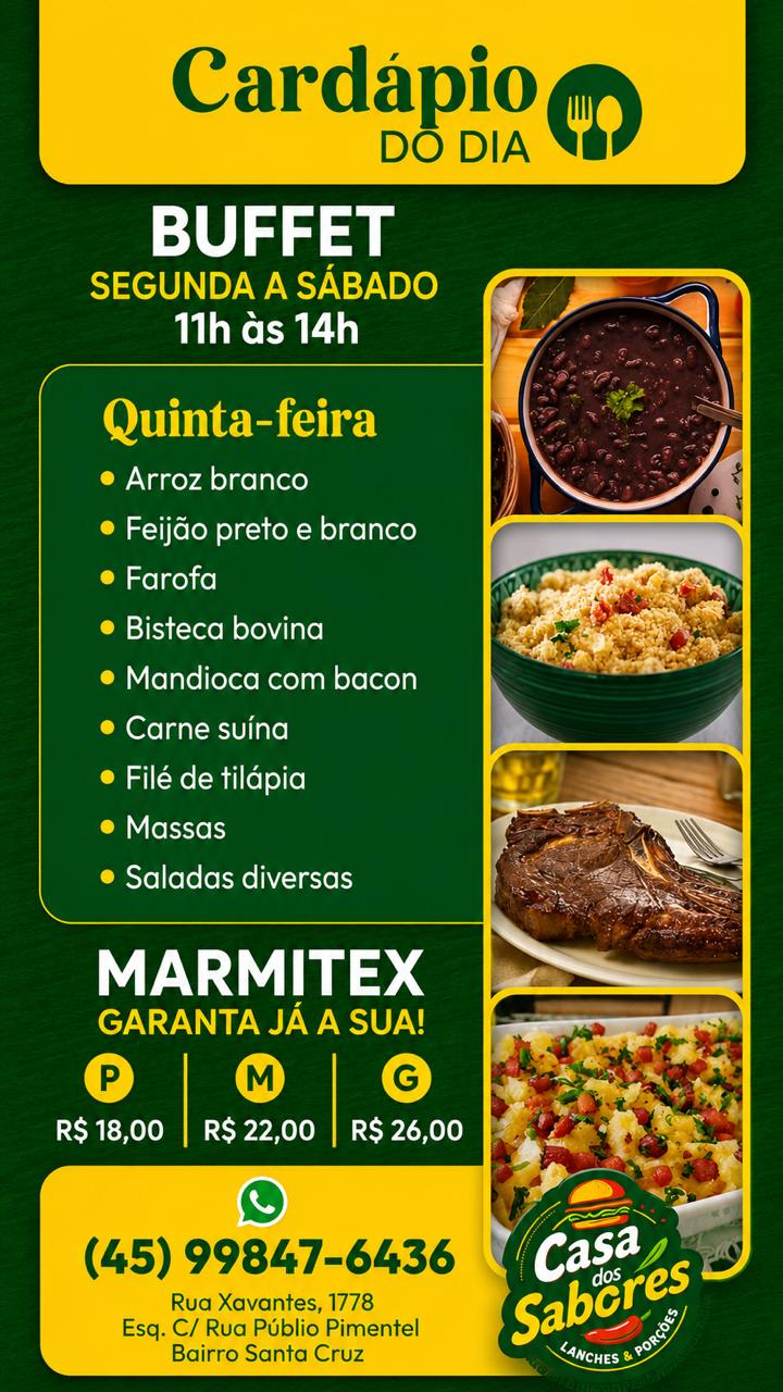Cardápio de Quinta-feira